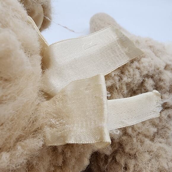 Vtg Aurora Floppy Bunny Rabbit Plush 12" Beige Wooly Fur Pink Nose Satin Ears - Picture 12 of 15